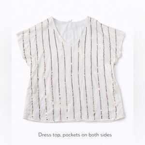 Sequin Striped White Top